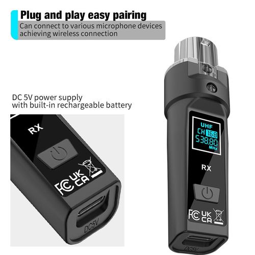 BOMGE Wireless Microphone Converter UHF XLR Transmitters and Mic Receiver System for Guitar PA System DJ Mixer Audio Mixer Dynamic Mic - image 7