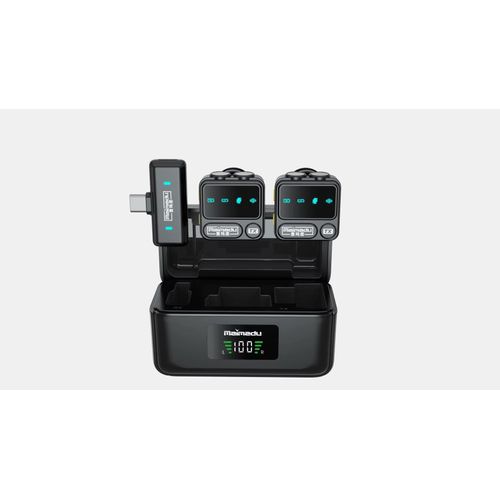 Generic F35 Wireless Lavalier Microphone Dual 2 Transmitters 1 Receiver with Charging Case - Black - image 2