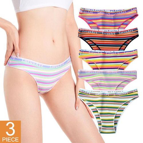 Shop Generic 3pcs/set Women Cotton Seamless Panties For Female Sexy  Underpants Colorful Striped Underwear Low Waist Briefs M-Xxl Lingerie  Online