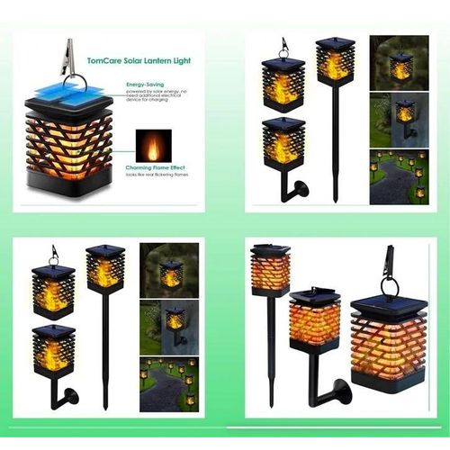 Generic Outdoor Solar Garden Lamp Set - Auto On/Off Waterproof Landscape Lantern Wall Light - Black - image 7