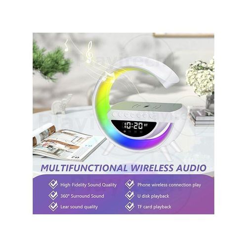 product_image_name-Generic-Smart LED Lamp, Clock, Wireless Fast Charge, Bluetooth Speaker All In One - White-7
