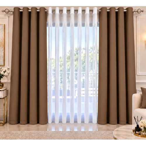 Generic 4 in 1 Combo 2pcs Blackout Curtains plus White Transparent Voile Set