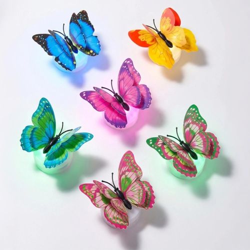 product_image_name-ShebSheb-6PCS 3D LED Butterfly Night Lights,Double‑Layer Wings with Multicolor Glow, Wall & Garden Decorative Lamps, Battery Powered for Parties, Bedrooms & Festivals-1