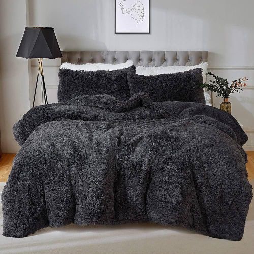 Generic Fluffy Duvet Set, 9pcs - Black