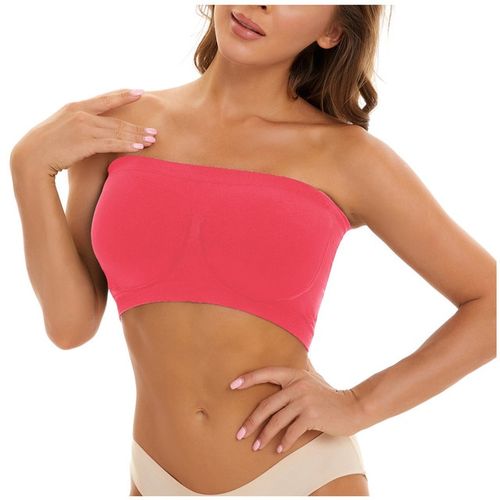 Shop Generic Sports Bras For Women Big Size Strapless Bra Bandeau Tube  Padded Top Stretchy Fitness Yoga Tops Bra Sportwear Exercise Clothes(#Pink)  Online