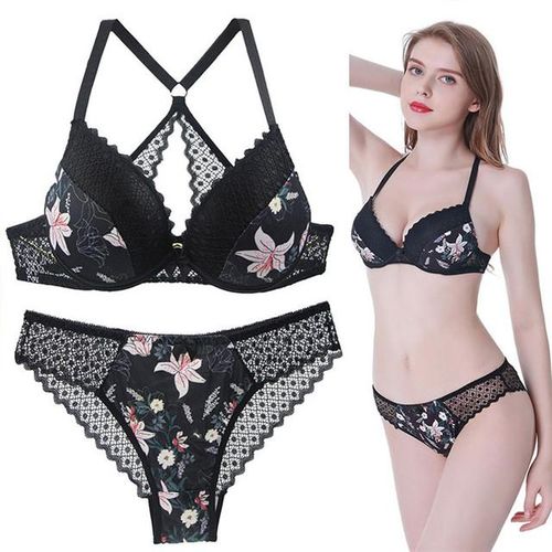 Shop Generic Big Size Floral Bra Sets Lace Push Up Bra Women Sexy Lace Bra  Panty Sets Plus Size 34/75 36/80 38/85 40/90 42 B C D E Cup Online