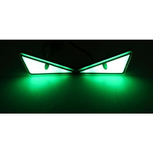 Generic Motorcycle LED Decorative Warning Lights / Triangle Devil Eyes Design / Universal Model Green Light