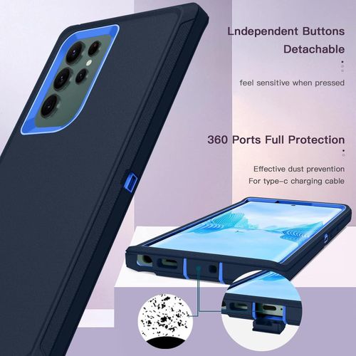 product_image_name-Generic-Tough Armor Shell for Samsung S22 Ultra 3-in-1 Durable Protective Cover - Navy Blue-4