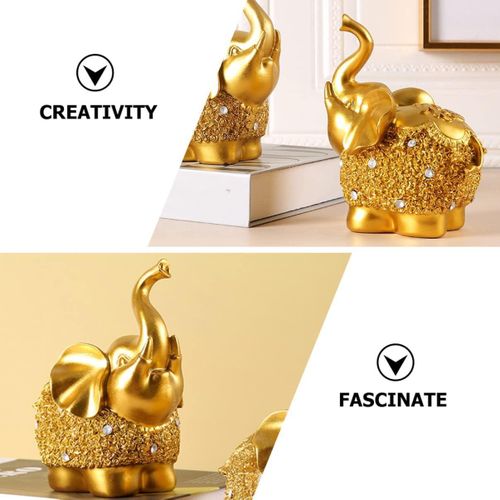 Generic Elephant Statue, Gold Lucky Elephant Figurines for Living Room & Table - Gift Perfect for Home Decor (2 Elephant) - image 5