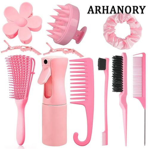 product_image_name-ARHANORY-11pcs/Set Hair Brush Set Portable Spray Refillable Bottles Kit Hair Styling Set Brush Comb Braiding Tool-1