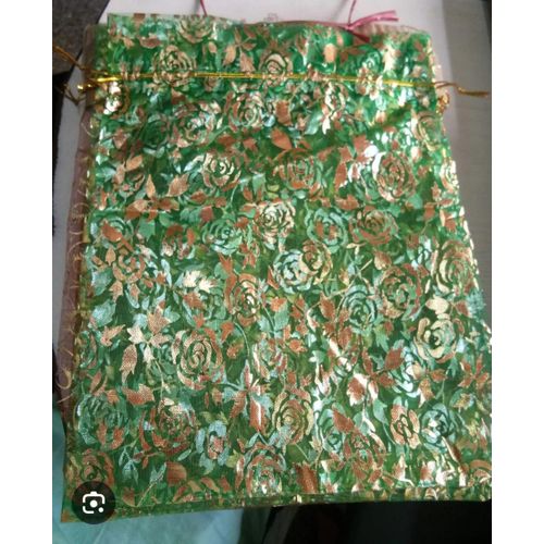 product_image_name-Ge-50 pieces potli bags,7×5 with drawstring. Color:lemon green and gold designs. -6