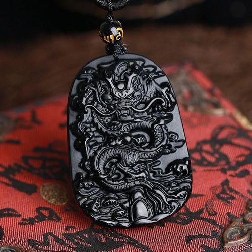 product_image_name-Generic-Natural Obsidian Fashion Dragon Pendant Necklace Men Lucky Jewelry-3