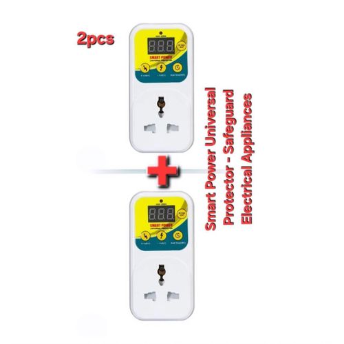 Electrical Tools 2pcs Smart Power Universal Protector  Electrical  appliances Safeguard Tools  – Voltage Surge Protector  Automatic Power Cut-Off Appliance Safety Device - White