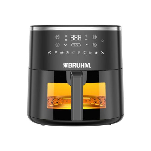 Bruhm 5.7L Digital Smart Air Fryer with Viewing Window – LED Touchscreen Control Panel & Internal Light – Black / Silver