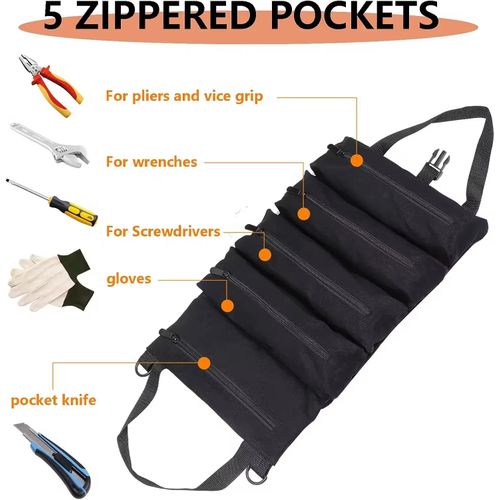 product_image_name-Generic-Tool kit Rolling tool storage bag Suitable for workers, engineers, maintenance tools Camping Detachable multi-functional bag Black-4