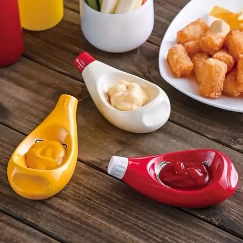 Generic Ceramic Bottle-Shaped Dipping Sauce Dish - Ketchup