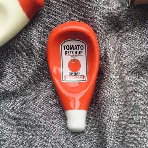 Generic Ceramic Bottle-Shaped Dipping Sauce Dish - Ketchup - image 2
