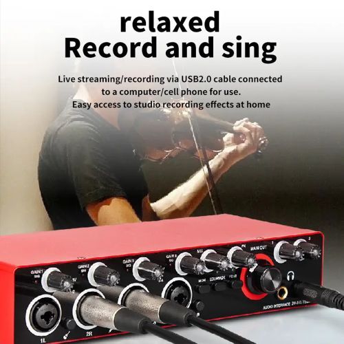 product_image_name-Generic-MD44 Audio Interface Studio 4 Channel Sound Table Audio  4 In 4 Out USB Sound Card 24 Bit/192 KHZ Electric Guitar Live Recording-2