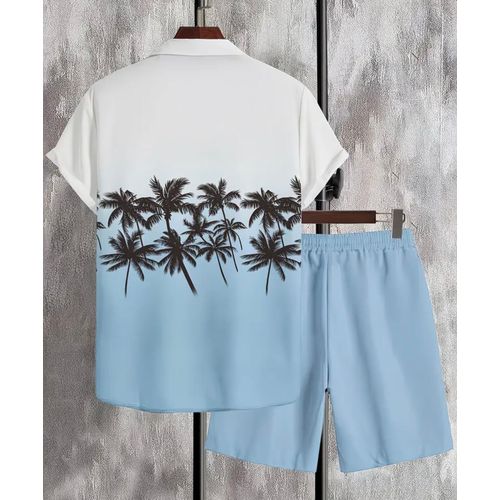 product_image_name-Fashion-Men'S Short-Sleeve Shirt And Shorts Set with Black palm tree prints-2