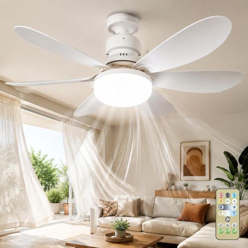 Nestio E27 LED Ceiling Fan Light with Remote Control, Dimmable 3-Color Lighting and Adjustable Fan Speed