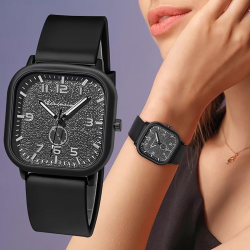 product_image_name-Fashion-Stylish Minimalist Square Silicone Strap Quartz Watch for Women, Unisex Men's Watch with Alloy Case, Business Casual-4