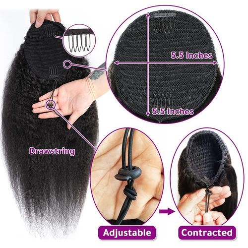 product_image_name-Generic-Quality Kinky Synthetic Ponytail Hair Extension Ladies Wigs Hair - Black-2
