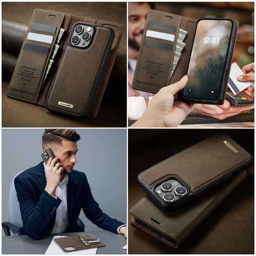 product_image_name-Generic-Iphone 12 / Iphone 12 Pro MAGSAFE Detachable Flip Leather  Wallet Case With Wireless & Magnetic Charging Support - Brown -4