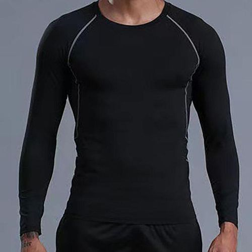 product_image_name-AIDAILU-Men's Sport Quick Dry Male Fitness T-Shirt Top And Pant - Black-5