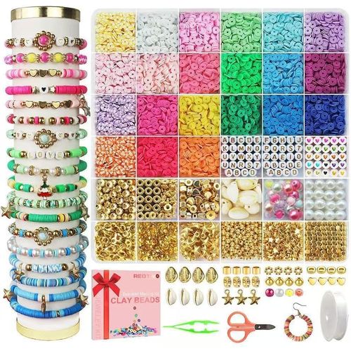 product_image_name-Generic-5500 Pcs Clay Beads Bracelet Making Kit Tricolor Letter Bead, Jewelry Set with Pendant, DIY Craft Gifts Suitable for Beginners(Excluding Colorful Box)-1