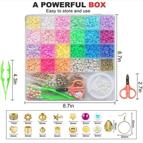 product_image_name-Generic-5500 Pcs Clay Beads Bracelet Making Kit Tricolor Letter Bead, Jewelry Set with Pendant, DIY Craft Gifts Suitable for Beginners(Excluding Colorful Box)-5