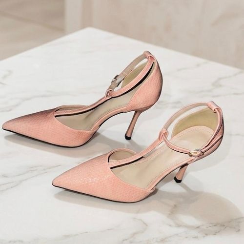Generic Ladies Elegant Crocodile-Texture Heels- Pink - image 5