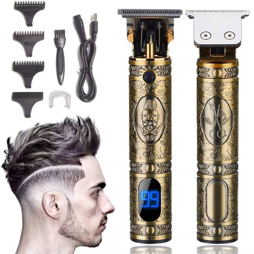 product_image_name-Generic-Professional Rechargeable Hair Trimmer – Zero Gapped Titanium T-Blade, Full Metal Body, LED Display, Powerful Motor – Gold -3