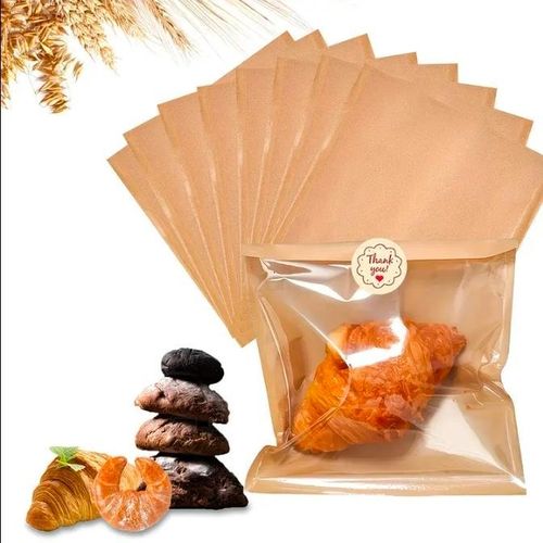 product_image_name-Generic-50-Piece Oil-Resistant Transparent Bread Bags - Kraft Paper and Cowhide Packaging for Bakery & Snacks-1