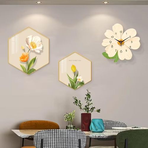 Generic Wall Decoration 30cm Flower Creative Clock,Slient Decor Wall Clock Cartoon Artistic Home Clock - image 5