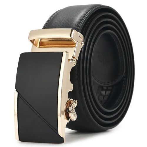 product_image_name-Fashion-Men's Faux Leather Belt - Black/Gold-1
