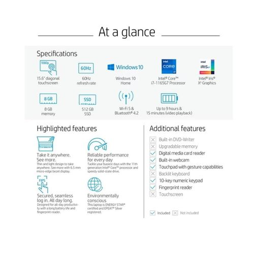 product_image_name-Hp-Laptop 15-dy2172wm 15.6 FHD - 11th Gen Core i7-1165G7 -  8GB DDR4 RAM - 512GB SSD - Windows 11 - Silver-3