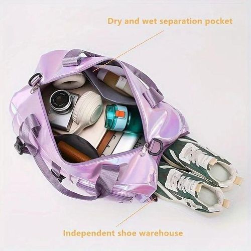 product_image_name-White Label-Large-Capacity Travel Duffel Bag - Multi-Pocket Weekend Gym Bag with Shoulder Strap (W44 x D26 x H20)cm / (W17.3 x D10.2 x H7.9)inch - Green-3