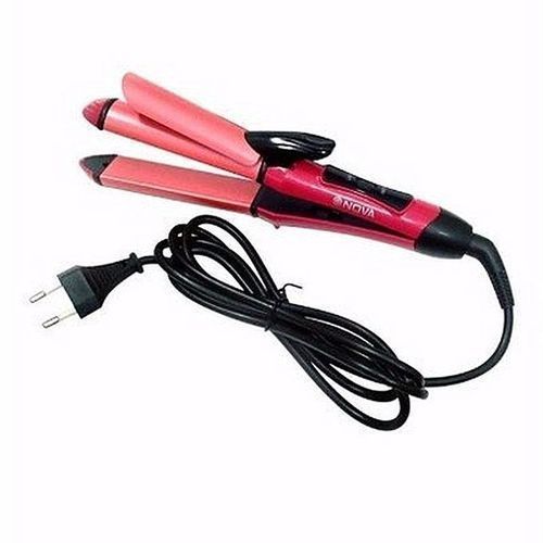 product_image_name-Nova-2 Set Hair Straightener & Curler - 110-240V + Professional Hair Dryer - 1400W - Pink/White-3