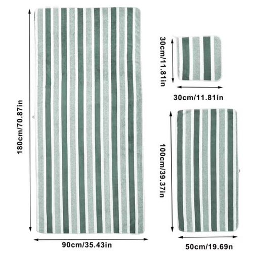 Generic 3Pcs Highly Absorbent Oversized Bath Salon Towels - Green - image 2