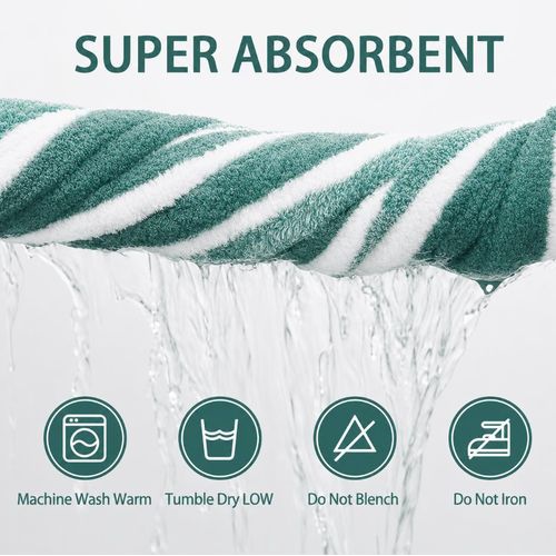Generic 3Pcs Highly Absorbent Oversized Bath Salon Towels - Green - image 3