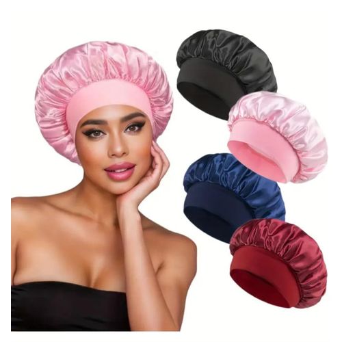 product_image_name-Bluebonnet-2pcs × Silk Bonnet For Sleeping Hair Wrap Head Cover Scarf Protect Braids Bonnet Silk Bonnet Satin Bonnet Hair Sleep Cap - Super Jumbo Hair Wrap Cap for Braids, Wigs & Natural Hair – Luminous Night Protection Bonnet - Blue/Black-2
