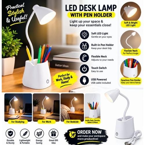 AD Portable LED Desktop Study Lamp - White