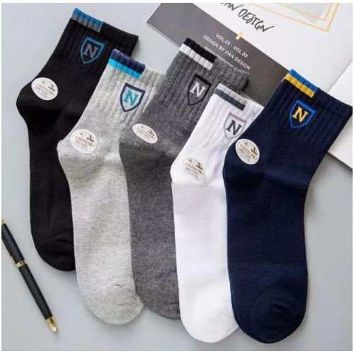 product_image_name-KANGERDUN-5 pairs of business-style casual sports socks for men-Multi-1