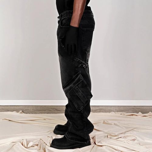 product_image_name-Fashion-Men's Baggy Cargo Jeans Y2K Hip Hop Grunge Vintage Jeans Loose Fit Pants Streetwear - Blue-4