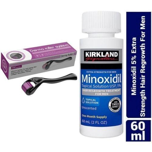 product_image_name-Kirkland Minoxidil-Kirkland Signature New Minoxidil Beard Growth Treatment For Men - 60ml Plus Derma roller-1