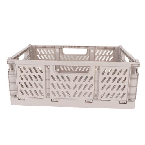 Generic Foldable Plastic Storage Crate Basket - Grey (Large Capacity, Collapsible)​ - image 2