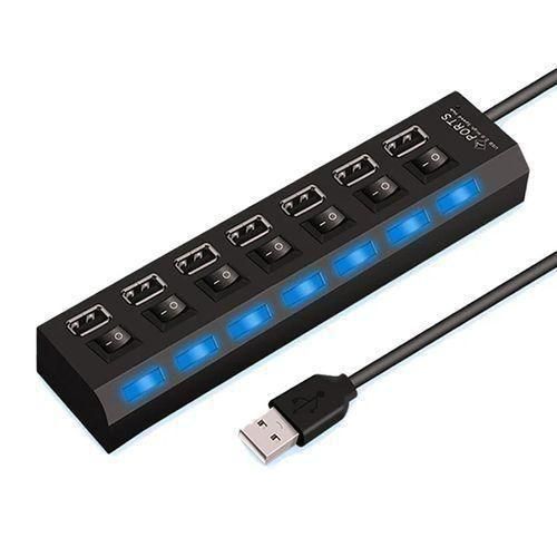 product_image_name-Generic-High Speed 7 Ports USB HUB Docking Station 2.0 Adapter Expander Multi Port Splitter Multiple Extender USB Hubs with Independent On/Off Switch and LED Indicators for Laptop, PC, Computer-1
