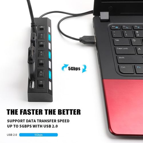 product_image_name-Generic-High Speed 7 Ports USB HUB Docking Station 2.0 Adapter Expander Multi Port Splitter Multiple Extender USB Hubs with Independent On/Off Switch and LED Indicators for Laptop, PC, Computer-4