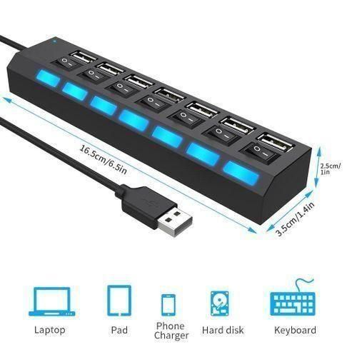 product_image_name-Generic-High Speed 7 Ports USB HUB Docking Station 2.0 Adapter Expander Multi Port Splitter Multiple Extender USB Hubs with Independent On/Off Switch and LED Indicators for Laptop, PC, Computer-7