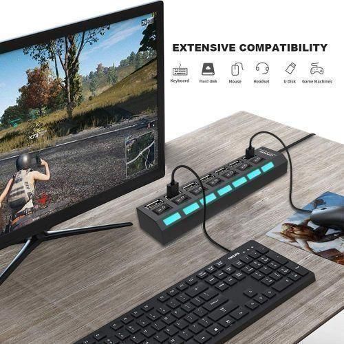 product_image_name-Generic-High Speed 7 Ports USB HUB Docking Station 2.0 Adapter Expander Multi Port Splitter Multiple Extender USB Hubs with Independent On/Off Switch and LED Indicators for Laptop, PC, Computer-8